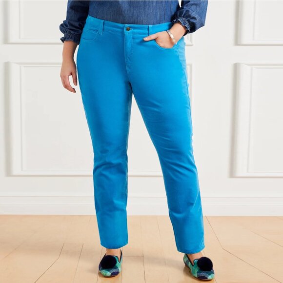 New Talbots Velveteen Straight Leg Blue Pants Size 22W - Picture 1 of 7